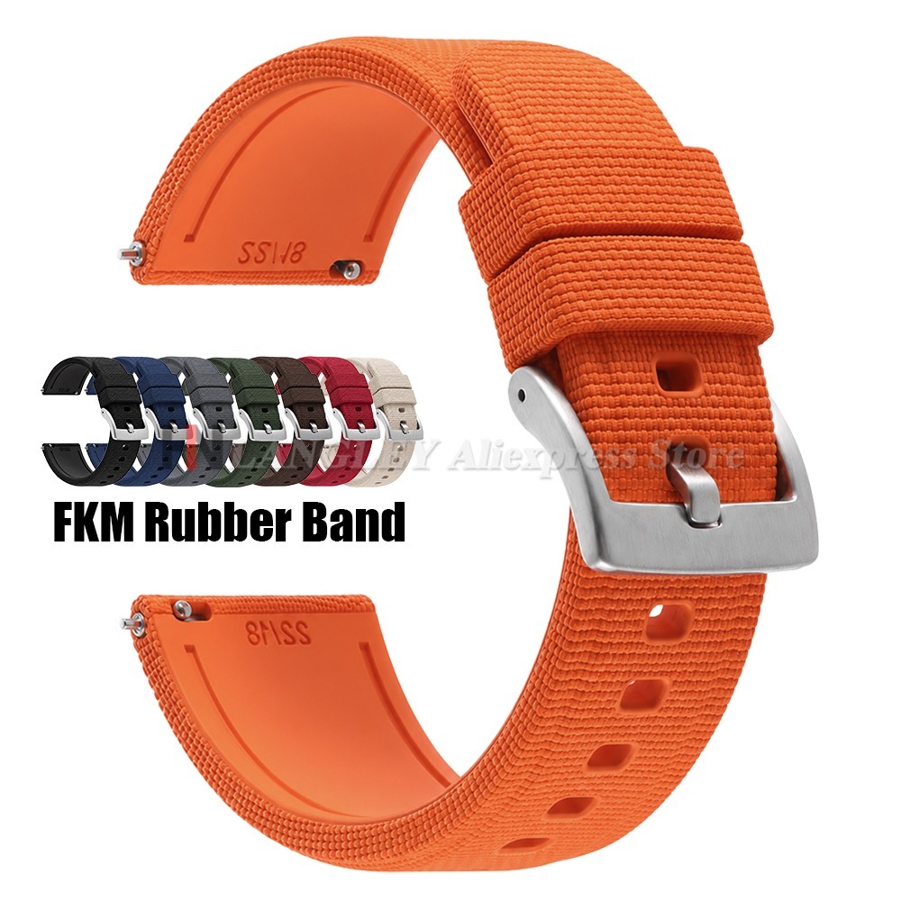 Fkm Rubber Dive Watch Strap 20Mm - Tali Jam Tangan Karet Fluoro FKM