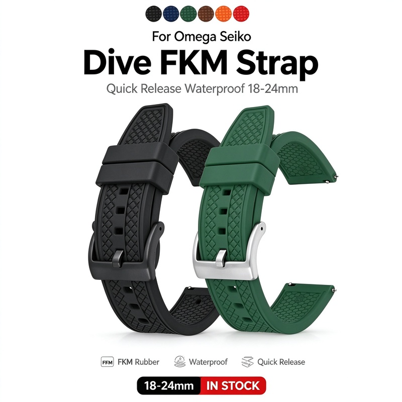 Fkm Rubber Dive Watch Strap 20Mm - Untuk Omega Seiko 18mm 20mm 22mm