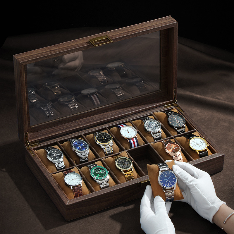 Watch Display Case Glass Top 12 Slots - Kotak penyimpanan jam tangan, 3/6/10/12 Slot