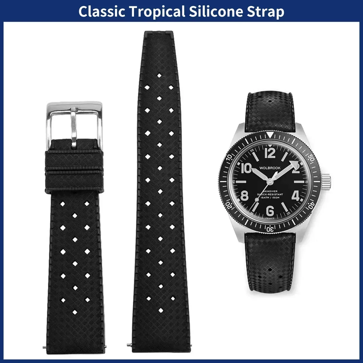 Fkm Rubber Dive Watch Strap 20Mm - FKM tali jam tangan pintar 20mm
