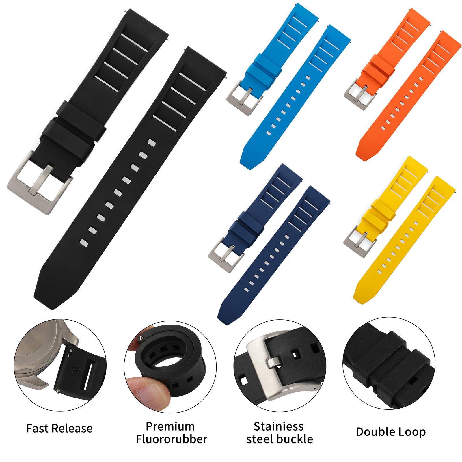 FKM tali karet jam tangan 20mm - Fkm Rubber Dive Watch Strap 20Mm ulasan dan harga