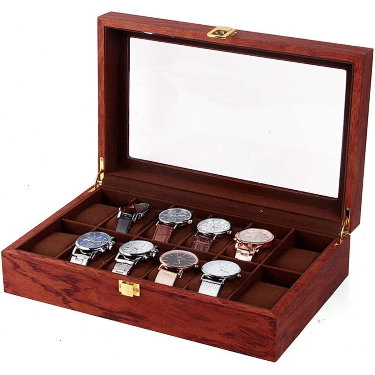Kotak Jam Tangan Kayu 12 Slot  - Watch Display Case Glass Top 12 Slots ulasan dan harga