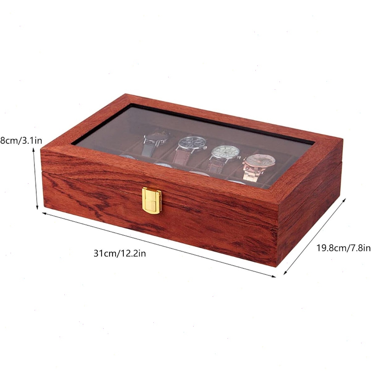 Kotak Jam Tangan Kayu 12 Slot  - Watch Display Case Glass Top 12 Slots ulasan dan harga