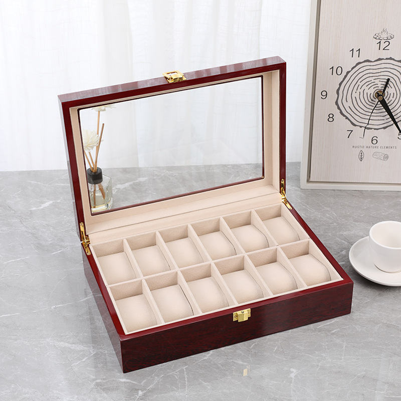 Kotak pengatur jam tangan, Pia - Watch Display Case Glass Top 12 Slots ulasan dan harga