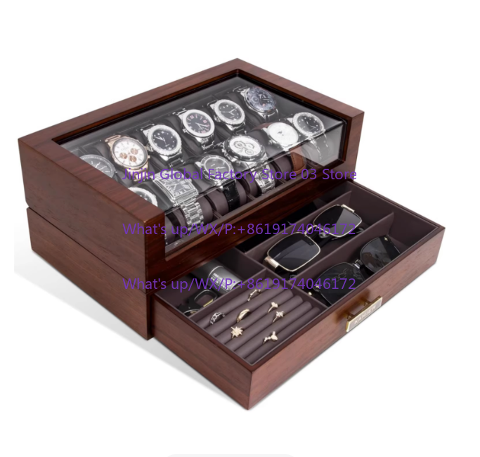 Kotak Jam Tangan Kayu 12 Slot  - Watch Display Case Glass Top 12 Slots ulasan dan harga