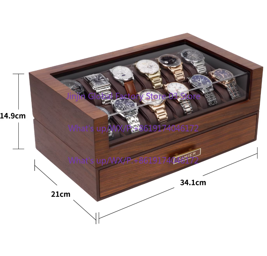 Kotak Jam Tangan Kayu 12 Slot  - Watch Display Case Glass Top 12 Slots ulasan dan harga