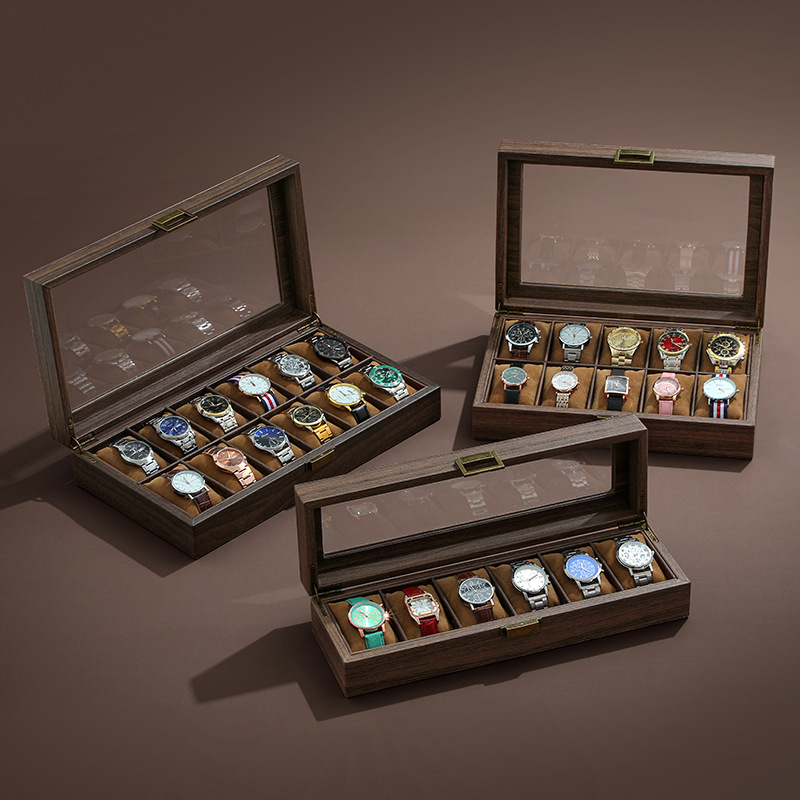 Kotak penyimpanan jam tangan,  - Watch Display Case Glass Top 12 Slots ulasan dan harga