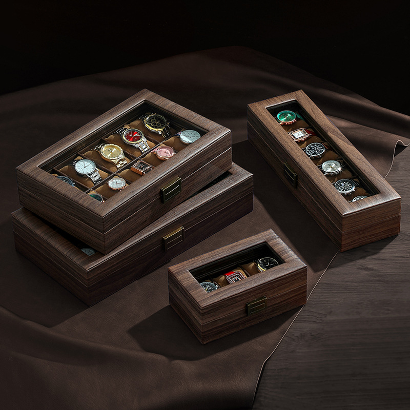 Kotak penyimpanan jam tangan,  - Watch Display Case Glass Top 12 Slots ulasan dan harga