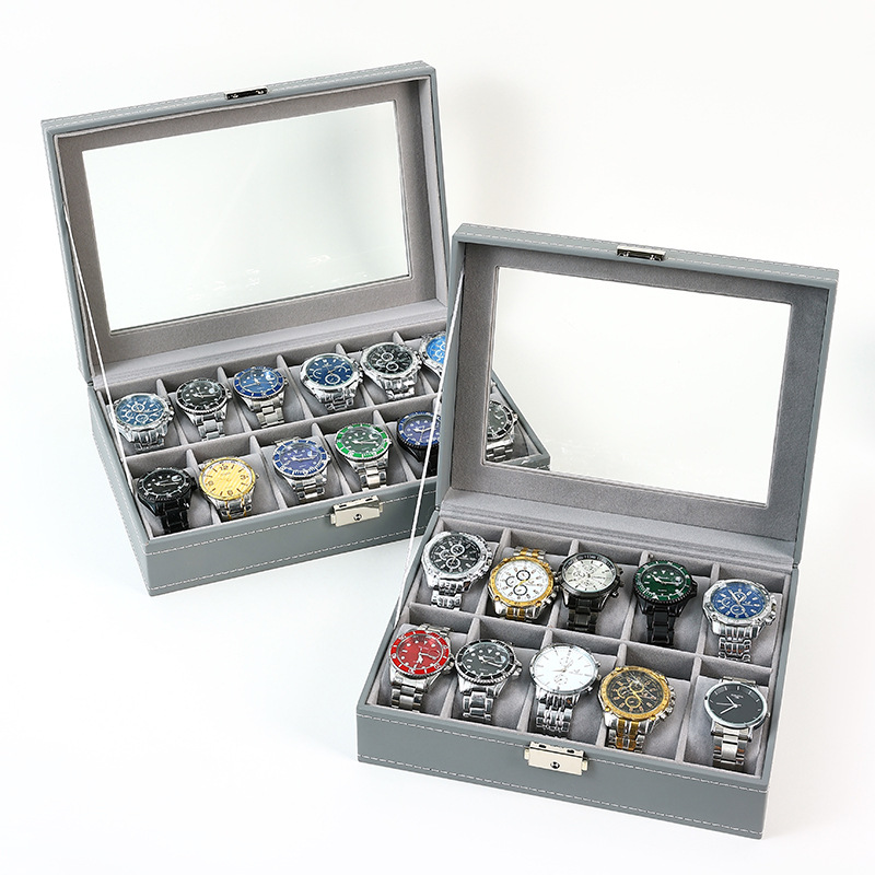 DELESYS Warna Hijau/Abu-abu 6/ - Watch Display Case Glass Top 12 Slots ulasan dan harga