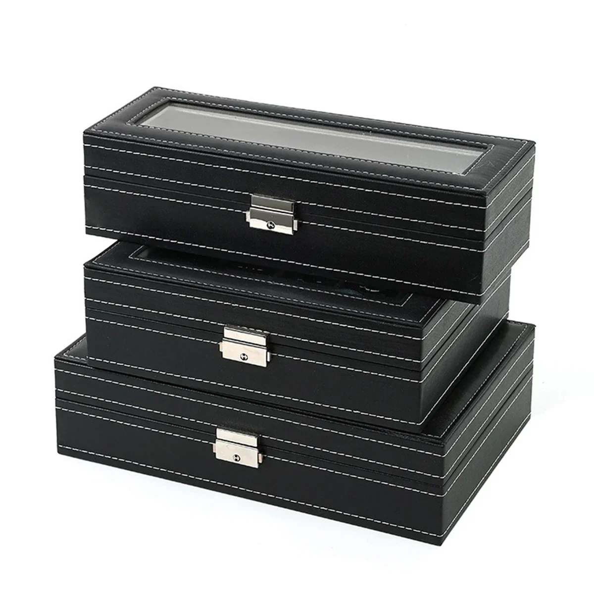 Kotak Jam Tangan Kulit PU 2/3/ - Watch Display Case Glass Top 12 Slots ulasan dan harga