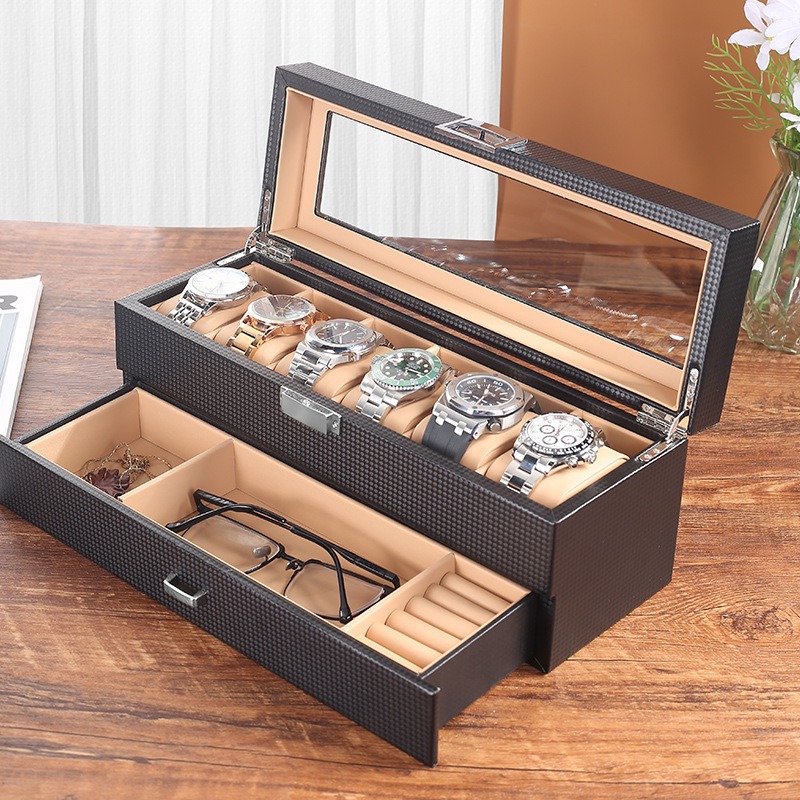 Kotak Penyimpanan Jam Tangan K - Watch Display Case Glass Top 12 Slots ulasan dan harga