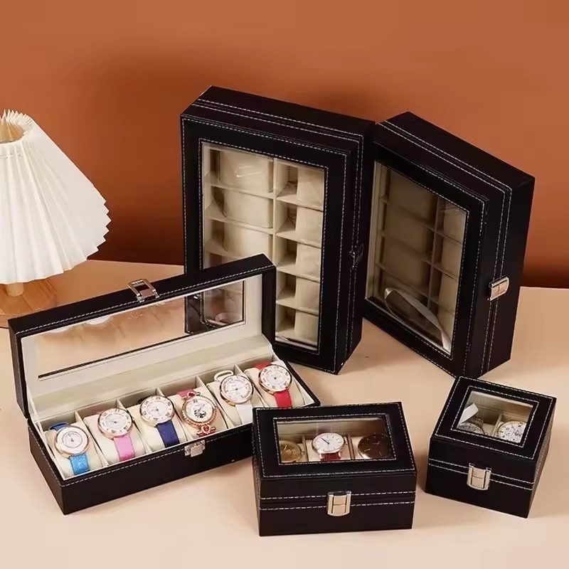2/3/6/10/12 Slot Kotak Jam Tan - Watch Display Case Glass Top 12 Slots ulasan dan harga