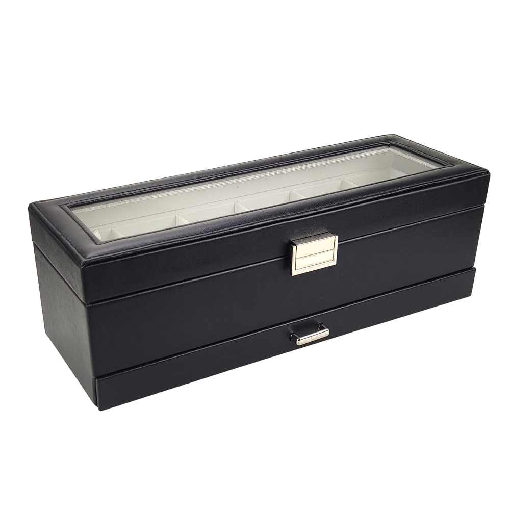 Kotak Penyimpanan dan Pengatur - Watch Display Case Glass Top 12 Slots ulasan dan harga