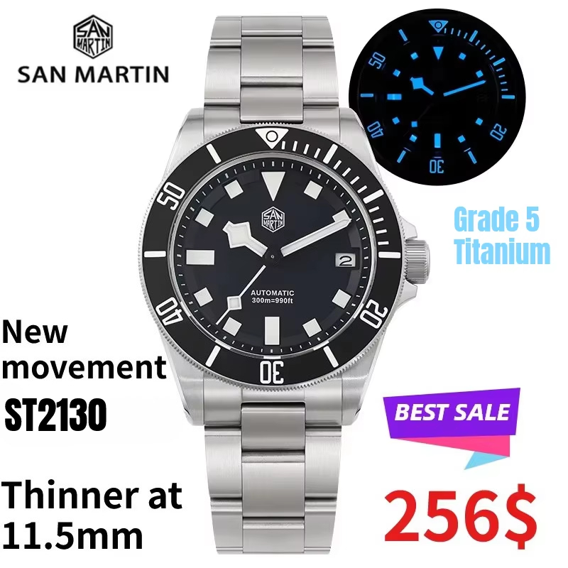 San Martin SN0121T Jam Tangan  - Titanium Automatic Watch 300M Sapphire ulasan dan harga