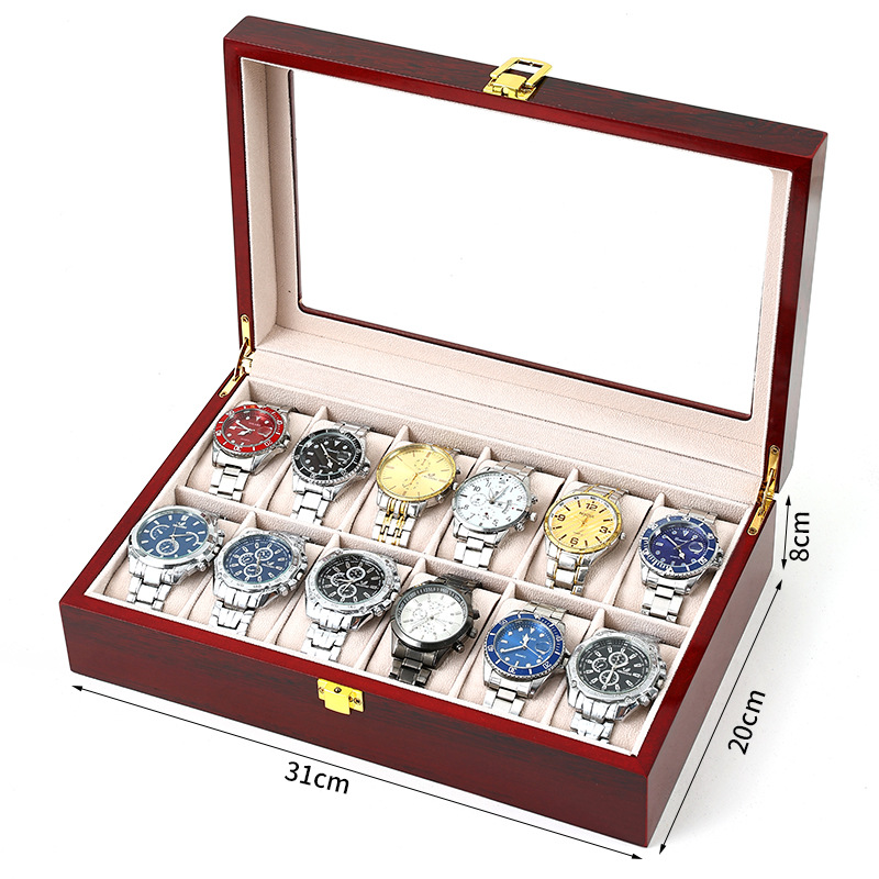 Kotak Display jam tangan atas  - Watch Display Case Glass Top 12 Slots ulasan dan harga
