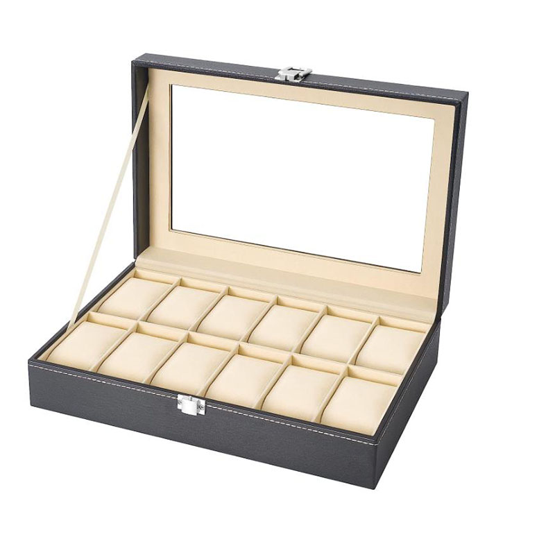 Kotak Penyimpanan Jam Tangan K - Watch Display Case Glass Top 12 Slots ulasan dan harga