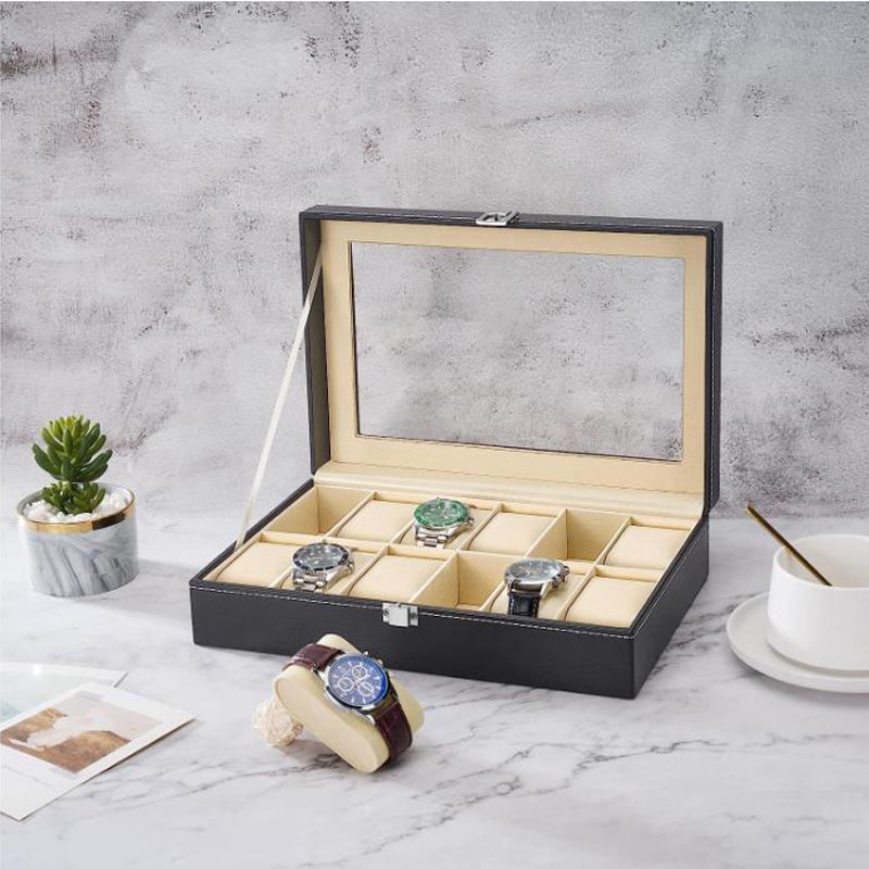 Kotak Penyimpanan Jam Tangan K - Watch Display Case Glass Top 12 Slots ulasan dan harga