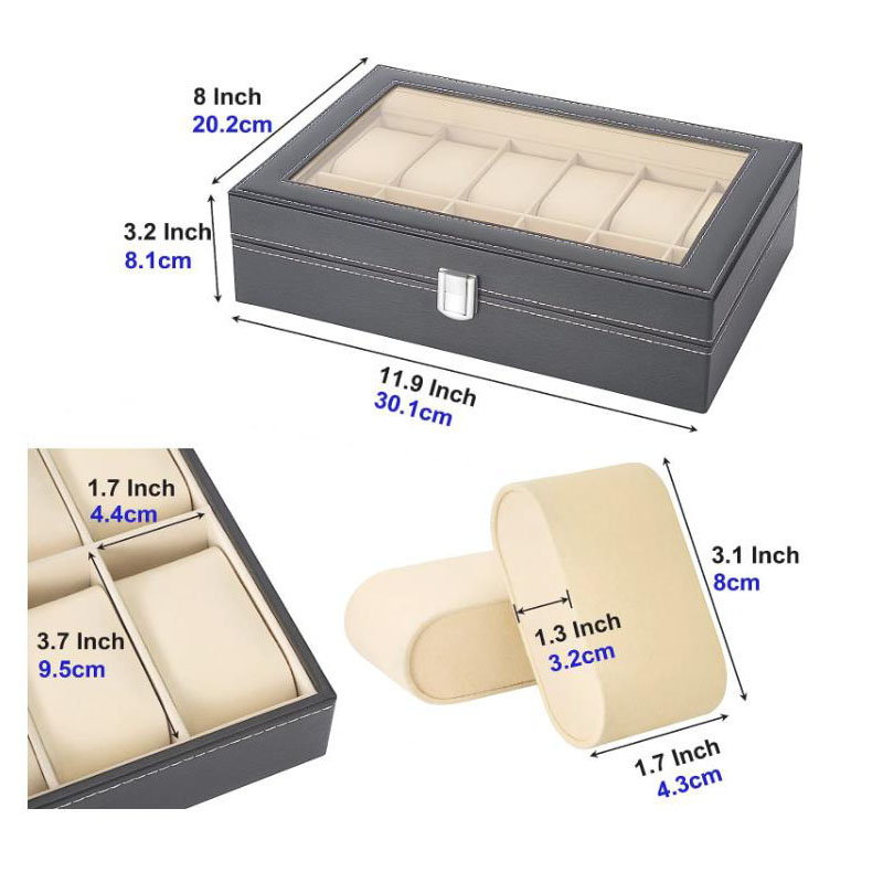 Kotak Penyimpanan Jam Tangan K - Watch Display Case Glass Top 12 Slots ulasan dan harga