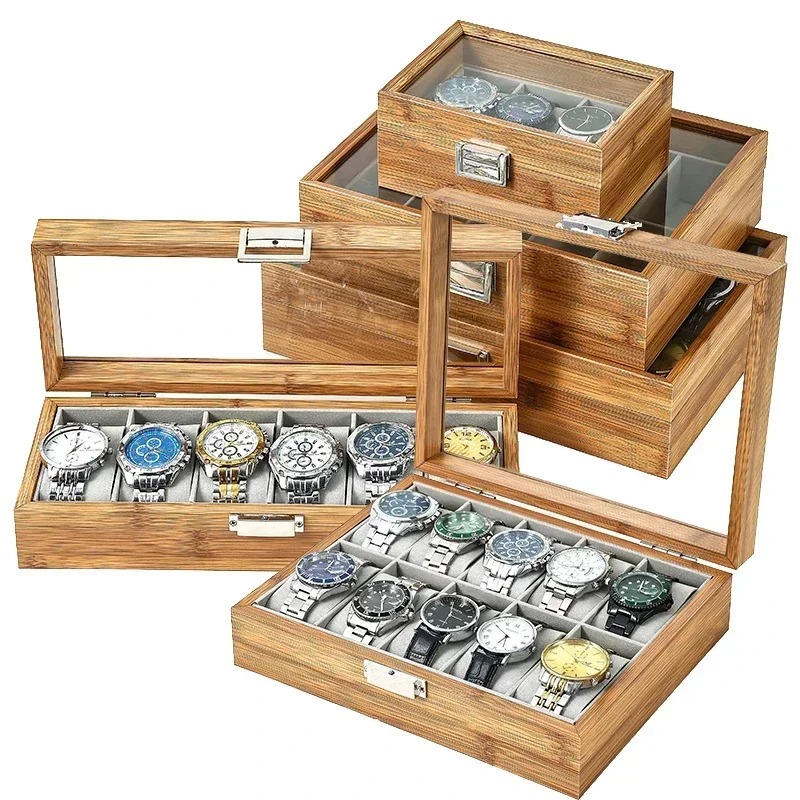 Kotak Display Jam Tangan Kayu  - Watch Display Case Glass Top 12 Slots ulasan dan harga
