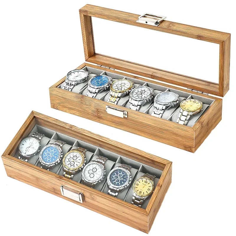 Kotak Display Jam Tangan Kayu  - Watch Display Case Glass Top 12 Slots ulasan dan harga